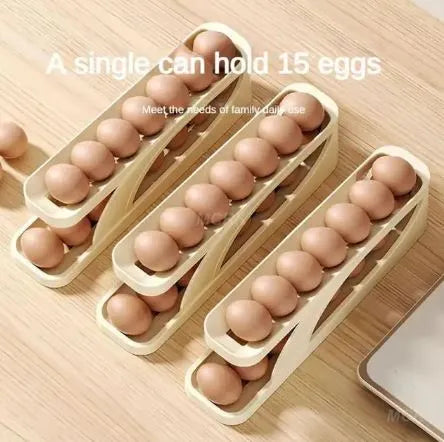 Automatic Scrolling Egg Rack, Double Layer Egg Dispenser, Counter Top Egg Storage Tray